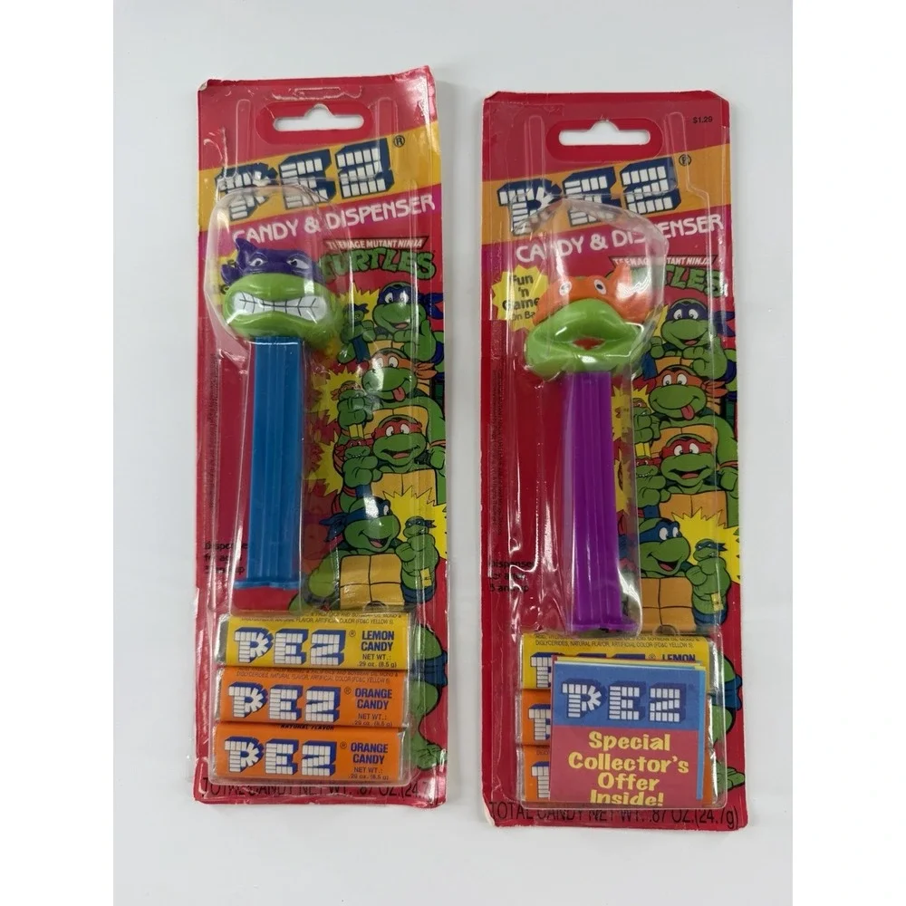 Vintage TMNT PEZ Dispenser Lot Donatello Michelangelo Carded‎ 1990s